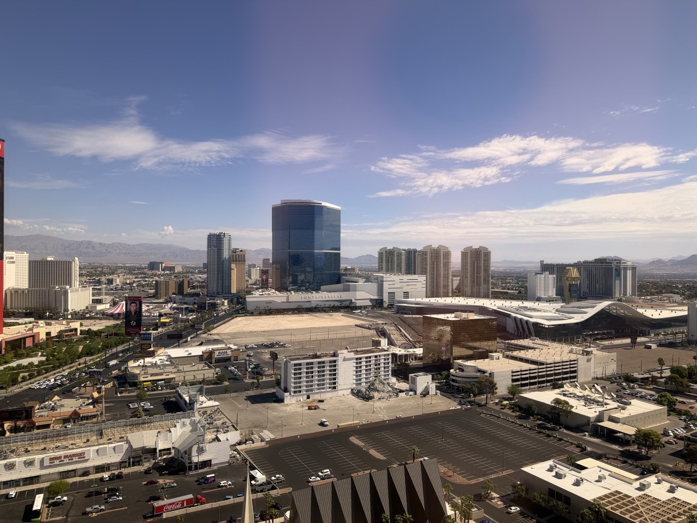 Residential high-rise towers and the Fontainebleau on the north Las Vegas Strip