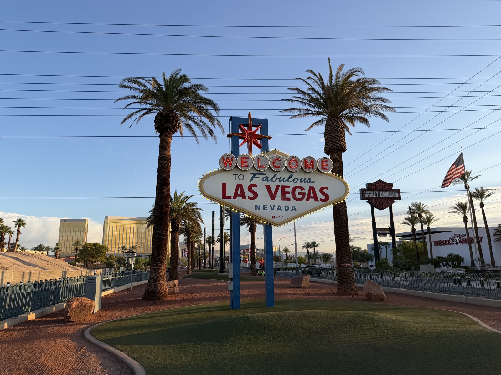 The Welcome to Fabulous Las Vegas sign at golden hour